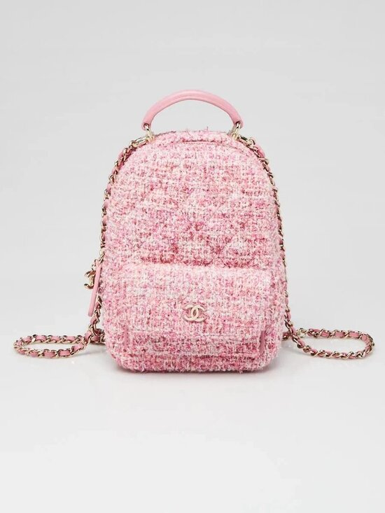 Chanel Pink/White Tweed Mini Backpack Bag main image 10
